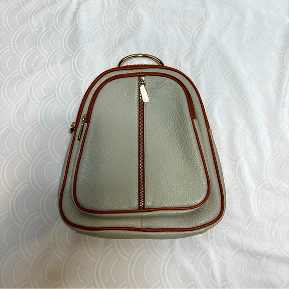 Valentina Handbags - Valentina Italian Leather beige and brown backpack